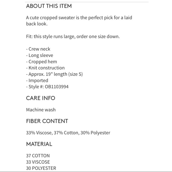 FREE PEOPLE $68 Jade Cropped Pullover Sweater - Picture 6 of 6